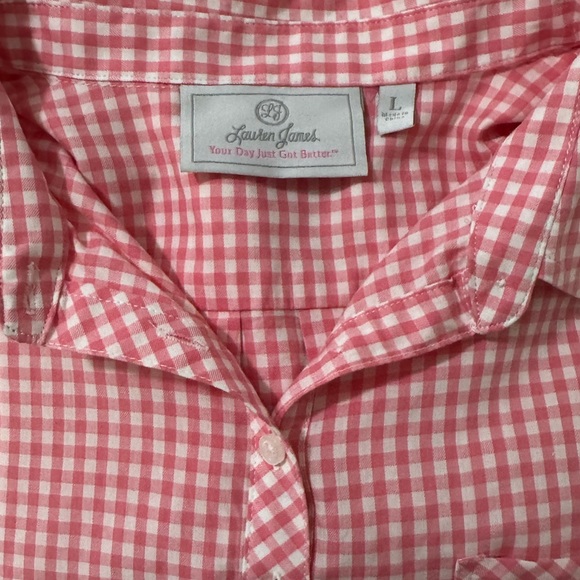 LAUREN JAMES THE DAKOTA GINGHAM PINK CHECK DRESS SZ L - Picture 4 of 4